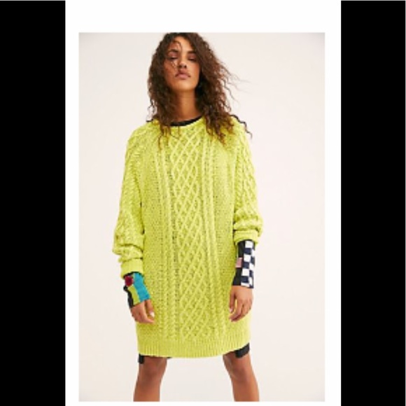 On A Boat Sweater Dress by Free People, Citron, S